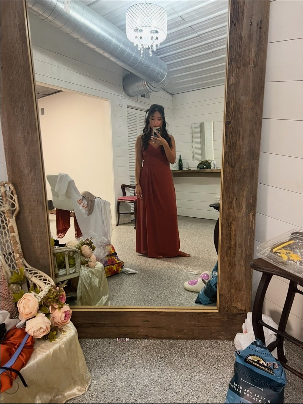 Fall Rust Red Spaghetti-Strap Maxi Dress - Women